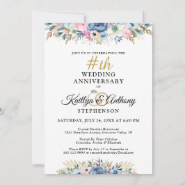 Elegant Waterverf Floral Jubileum Kaart