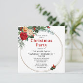 Elegant Waterverf Floral kerstfeest Invitati Kaart (Staand voorkant)