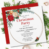 Elegant Waterverf Floral kerstfeest Invitati Kaart