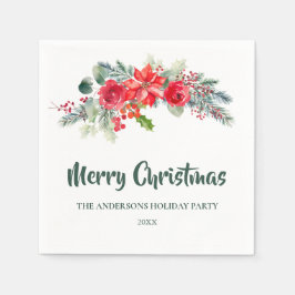 Elegant Waterverf Floral kerstfeest Servet