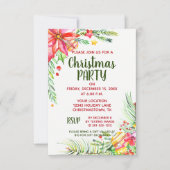 Elegant Waterverf Floral kerstfeestdag Kaart (Voorkant)