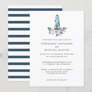 Elegant Waterverf Floral Lighthouse Nautical Kaart