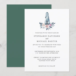 Elegant Waterverf Floral Lighthouse Nautical Kaart