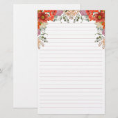 Elegant Waterverf Floral Lijnbotanisch Briefpapier (Voorkant / Achterkant)