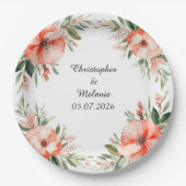 Elegant Waterverf Floral Lijst Papieren Bordje (Voorkant)