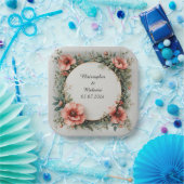 Elegant Waterverf Floral Lijst Papieren Bordje (Feest)