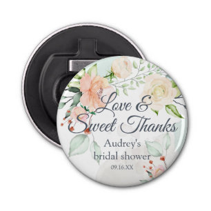 Elegant Waterverf Floral Love and Sweet Bedankt Button Flesopener