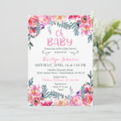 Elegant Waterverf Floral modern Baby shower Kaart (Staand voorkant)