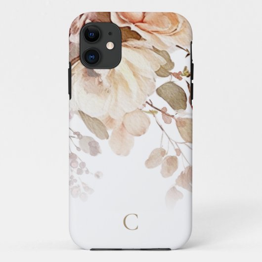 Elegant Waterverf Floral Monogram Case-Mate iPhone Case (Achterkant)