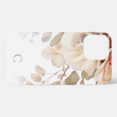 Elegant Waterverf Floral Monogram iPhone Hoesje (Achterkant horizontaal)