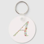 Elegant Waterverf Floral Monogram Letter A Sleutelhanger (Voorkant)