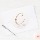 Elegant Waterverf Floral Monogram Letter C Ronde Sticker (Envelop)
