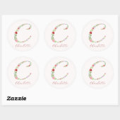 Elegant Waterverf Floral Monogram Letter C Ronde Sticker (Vel)