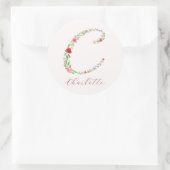 Elegant Waterverf Floral Monogram Letter C Ronde Sticker (Tas)