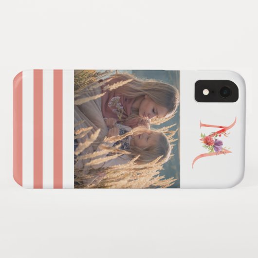 Elegant Waterverf Floral Monogram "M" Foto Case-Mate iPhone Case (Achterkant (horizontaal))