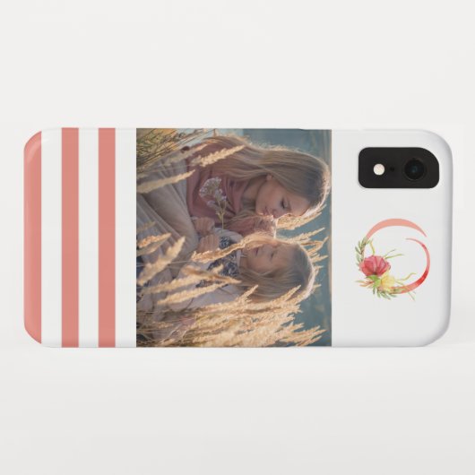 Elegant Waterverf Floral Monogram "O" Foto Case-Mate iPhone Case (Achterkant (horizontaal))