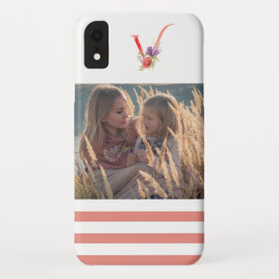 Elegant Waterverf Floral Monogram "V" Foto Case-Mate iPhone Case