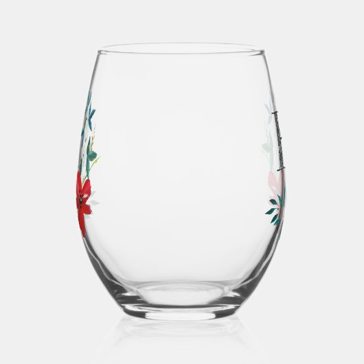Elegant Waterverf Floral Monogram Wijnglas Zonder Voet (Links)