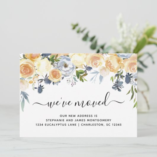 Elegant Waterverf Floral Moving Announcement Kaart (Staand voorkant)