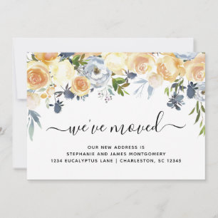 Elegant Waterverf Floral Moving Announcement Kaart