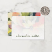 Elegant Waterverf Floral Note Kaart met naam Notitiekaartje (Voorkant / Achterkant in situ)