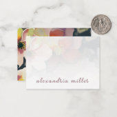 Elegant Waterverf Floral Note Kaart met naam Notitiekaartje (Voorkant / Achterkant in situ)