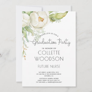 Elegant Waterverf Floral Nurse Afstuderen Kaart