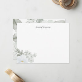 Elegant Waterverf Floral op persoonlijke titel Notitiekaartje