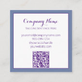 Elegant Waterverf Floral Paars Blue Vierkante Visitekaartje (Achterkant)