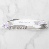 Elegant Waterverf Floral Paars Boho Wedding Name Kurkentrekker (Achterkant)