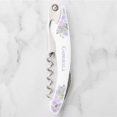 Elegant Waterverf Floral Paars Boho Wedding Name Kurkentrekker (Voorkant)