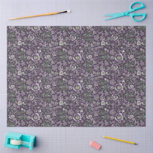 Elegant Waterverf Floral Paars Weefpapier Tissuepapier (Craft)