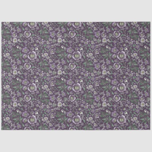 Elegant Waterverf Floral Paars Weefpapier Tissuepapier (Voorkant)
