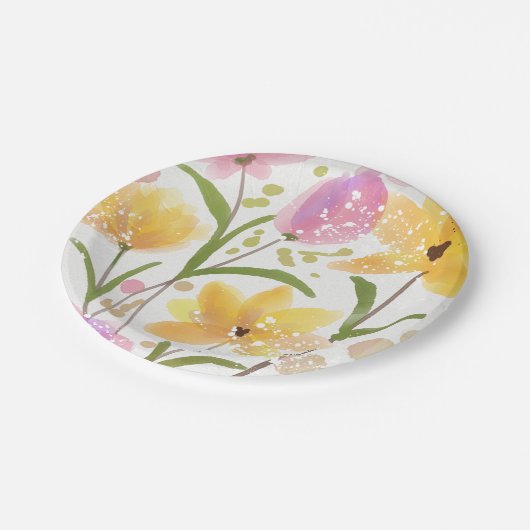 Elegant Waterverf Floral Papieren Bordje (Gekanteld)