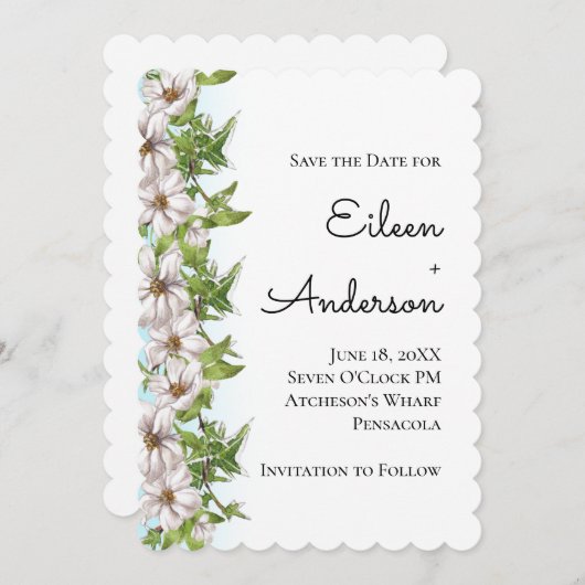 Elegant Waterverf Floral Pastel sparen de Datum Save The Date (Voorkant / Achterkant)