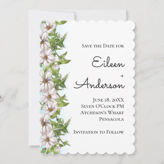 Elegant Waterverf Floral Pastel sparen de Datum Save The Date (Voorkant)