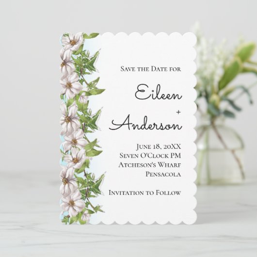 Elegant Waterverf Floral Pastel sparen de Datum Save The Date (Staand voorkant)