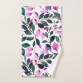 Elegant Waterverf Floral Pattern Paars Green Bad Handdoek (Handdoek)