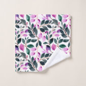 Elegant Waterverf Floral Pattern Paars Green Bad Handdoek (Wasdoekje)
