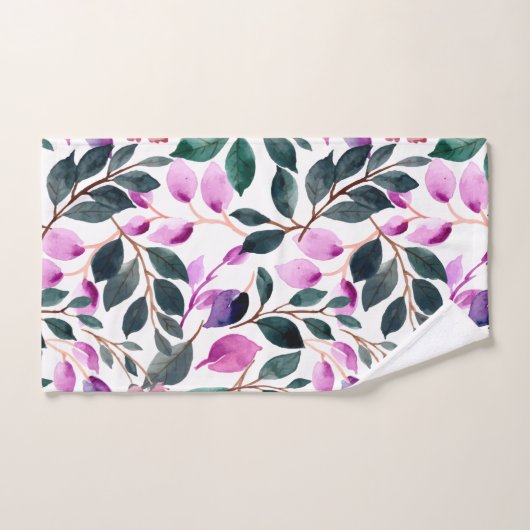 Elegant Waterverf Floral Pattern Paars Green Bad Handdoek (Handdoek)