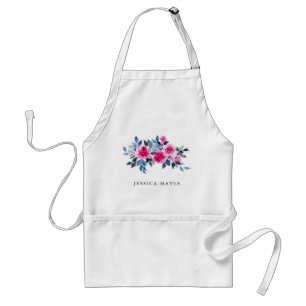 Elegant Waterverf Floral Personal Name Standaard Schort