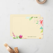 Elegant Waterverf Floral Personalized Yellow Notitiekaartje (Voorkant / Achterkant in situ)