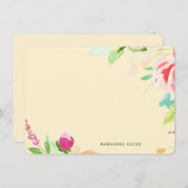 Elegant Waterverf Floral Personalized Yellow Notitiekaartje (Voorkant / Achterkant)