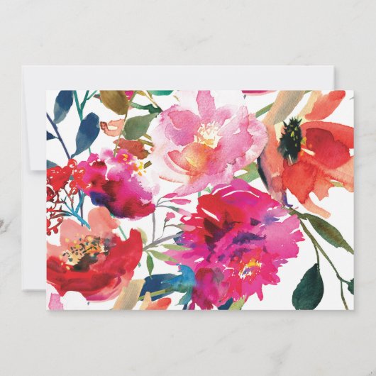 Elegant Waterverf Floral Photo Wedding Kaart (Achterkant)