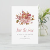 Elegant Waterverf Floral Photo Wedding Save The Date (Staand voorkant)