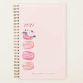 Elegant Waterverf Floral Pink French Macaron Planner (Voorkant)