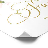 Elegant Waterverf Floral Pink Gold Favors Sign Poster (Hoek)