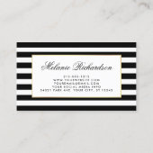 Elegant Waterverf Floral Pink Gold Lijst Striped Visitekaartje (Achterkant)