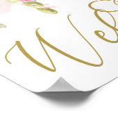 Elegant Waterverf Floral Pink Gold Welkom Poster (Hoek)