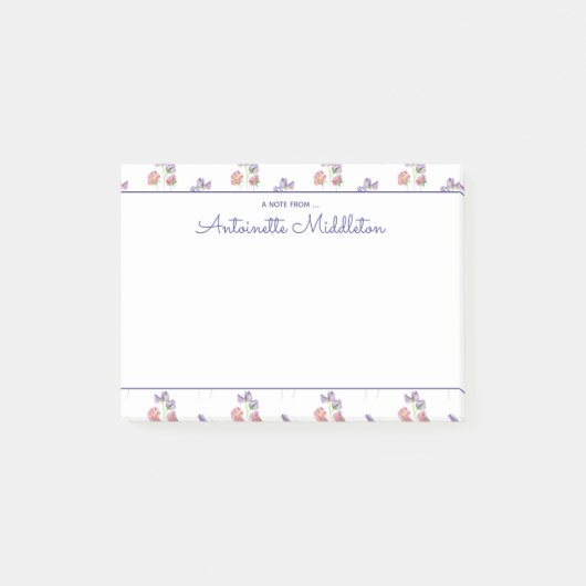 Elegant Waterverf Floral Pink Lavendar Aangepast Post-it® Notes (Voorkant)